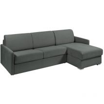 Canapé d'angle convertible express et réversible en tissu gris - Couchage 160 cm - Matelas 18 cm - CALIFE