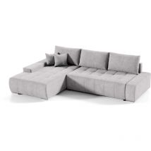 Petits-meubles - Canapé d'angle convertible gauche 4 places avec coffre Jonas Gris clair