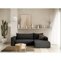 Tendencio - Canapé d'angle convertible letto angle droit noir