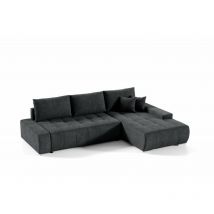 Tendencio - Canapé d'angle convertible meluti noir angle droit