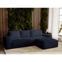 Canapé D'angle Convertible Méridienne Droite Portland Tissu Velours Anthracite