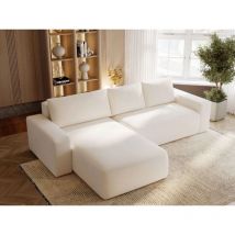 Graingold - Canapé D'angle Convertible Méridienne Gauche Tazones Tissu Velours Beige Clair