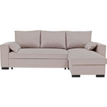 Conforteam - Canapé d'angle convertible - morgan cv rv Neve - 3 places - Beige avec coffre et coussins déco