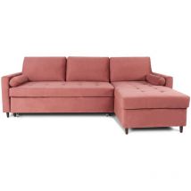 Intensedeco - Canapé d'angle convertible réversible Claudio en velours vieux rose