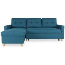 Intensedeco - Canapé d'angle convertible réversible Falko Tissu Bleu canard