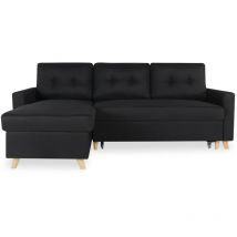 Intensedeco - Canapé d'angle convertible réversible Falko Tissu Noir