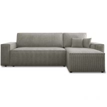 Intensedeco - Canapé d'angle convertible réversible Lorenzo en velours côtelé Taupe