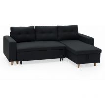 Happy Garden - Canapé d'angle convertible wade 3 places gris anthracite