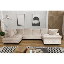 Tendencio - Canapé d'angle convertible werona têtières réglables beige