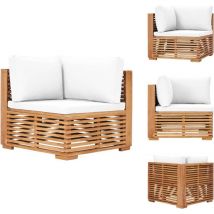 Canapé d'angle de jardin avec coussin crème Bois de teck solide - Canapé De Jardin - Mobilier De Jardin - Meubles De Jardin - Canapé Extérieur - Teck