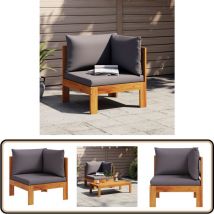 Canapé d'angle de jardin avec coussins bois massif d'acacia - Canapé De Jardin - Canapé Extérieur - Mobilier De Jardin - Meubles De Jardin - Acacia