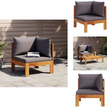Canapé d'angle de jardin avec coussins bois massif d'acacia - Canapé De Jardin - Canapé Extérieur - Mobilier De Jardin - Meubles De Jardin - Acacia