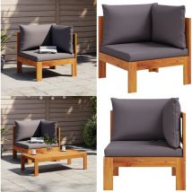 Canapé d'angle de jardin avec coussins bois massif d'acacia - Canapé De Jardin - Canapé Extérieur - Mobilier De Jardin - Meubles De Jardin - Acacia