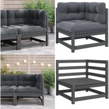 Canapé d'angle de jardin coussins anthracite Bois de pin massif - Canapé D'angle - Mobilier De Jardin - Meubles De Jardin - Canapé En Bois - Canapé