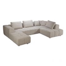 Canapé d'angle droit avec pouf Champion beige