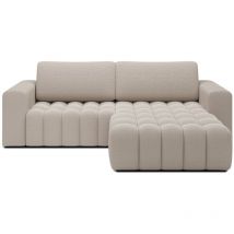 Intensedeco - Canapé d'angle droit convertible Clovis Bouclette Beige