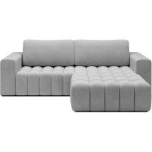 Intensedeco - Canapé d'angle droit convertible Clovis Velours Gris