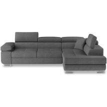 Canapé d'angle droit convertible Marius tissu Gris