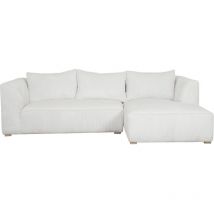 Miliboo - Canapé d'angle droit design en tissu velours côtelé écru 3-4 places panam