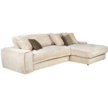 Canapé d'angle droit en velours côtelé grosses côtes beige calazo de Pascal Morabito