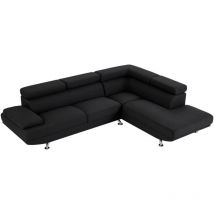 Vente-unique - Canapé d'angle droit en tissu noir romain ii
