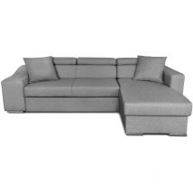 Usinestreet - Canapé d'Angle elona Convertible en tissu gris clair avec poufs de rangement à gauche