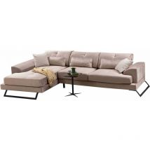 Cotecosy - Canapé d'angle en tissu beige Frido