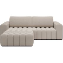 Intensedeco - Canapé d'angle gauche convertible Clovis Bouclette Beige