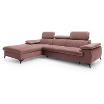 Canapé d'angle gauche convertible en velours rose samara de Pascal Morabito