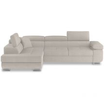 Intensedeco - Canapé d'angle gauche convertible Marius tissu Beige