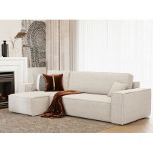 Casa Baoli - Canapé d'angle lisa convertible réversible coffre velours côtelé beige