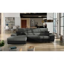 Mobilier1 - Canapé d'angle convertible alvin angle gauche gris et noir