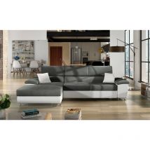 Mobilier1 - Canapé d'angle convertible alvin angle gauche gris foncé et noir