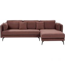 Canapé d'Angle Moderne Côté Gauche 3 Places avec Coussins Rembourré en Polyester Rouge Bordeaux Altan