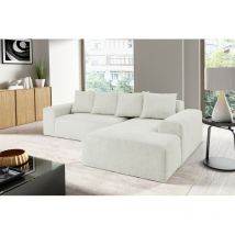 Tendencio - Canapé d'angle modula avec coussins en tissu bouclette blanc cassé