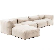 Canapé d'angle de jardin modulable 5 places sable - Mixi