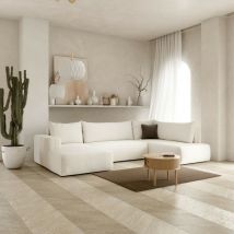 Tendencio - Canapé d'angle panoramique convertible letto en u blanc cassée