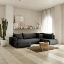 Tendencio - Canapé d'angle panoramique convertible letto en u noir