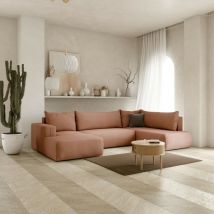 Tendencio - Canapé d'angle panoramique convertible letto en u terracotta