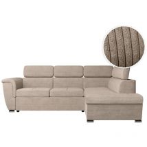 Loungitude - Canapé d'angle paola convertible avec coffre en velours côtelé - Angle droit - Taupe