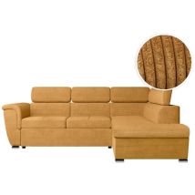 Loungitude - Canapé D'Angle Paola Convertible Avec Coffre En Velours Côtelé - Angle Droit - Jaune