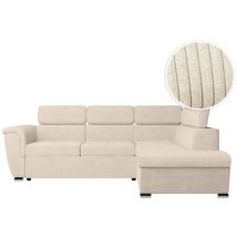 Loungitude - Canapé d'angle paola convertible avec coffre en velours côtelé - Angle droit - Beige