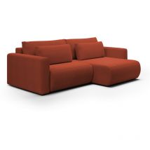 Petits-meubles - Canapé d'angle réversible convertible 3 places coffre Evy Orange Brique
