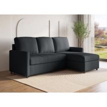 Deco In Paris - adam - Canapé d'angle réversible convertible coffre de rangement en tissu gris anthracite adam