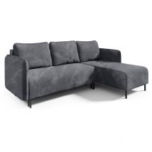 Petits-meubles - Canapé d'angle réversible et convertible 3 places avec coffre Robin velours côtelé Gris