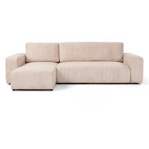 Canapé d'angle réversible et convertible goya 244 cm tissu velours côtelé beige