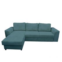 Canapé d'angle réversible et convertible velours bleu Magda