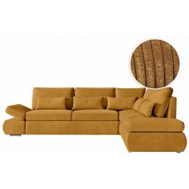 Loungitude - Canapé d'angle réversible sebastian convertible avec coffre en velours côtelé - Jaune