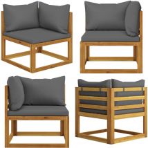 Canapé d'angle sectionnel avec coussin gris foncé Bois d'acacia - Canapé D'angle - Canapé Sectionnel - Mobilier De Jardin - Meubles De Jardin