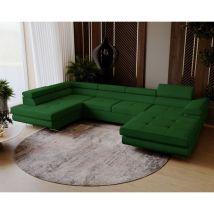 Canapé d'angle Sorlo u - Canapé 345 cm, fonction sommeil, appuie-têtes réglables, coffre de lit - Canapé d'angle en forme de u - Ottomane à gauche